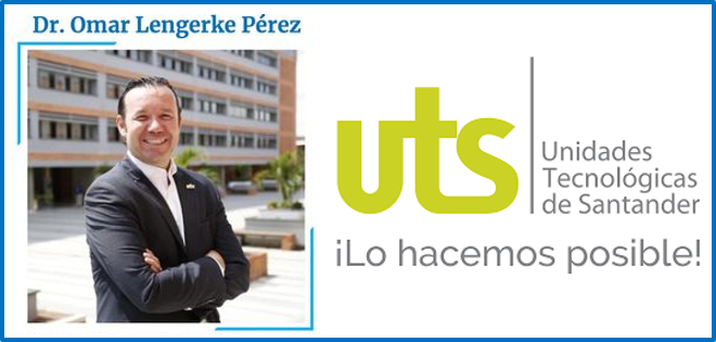 Foto y Logo del rector de las Unidades Tecnológicas de Santander, dr Omar Lengerke Pérez