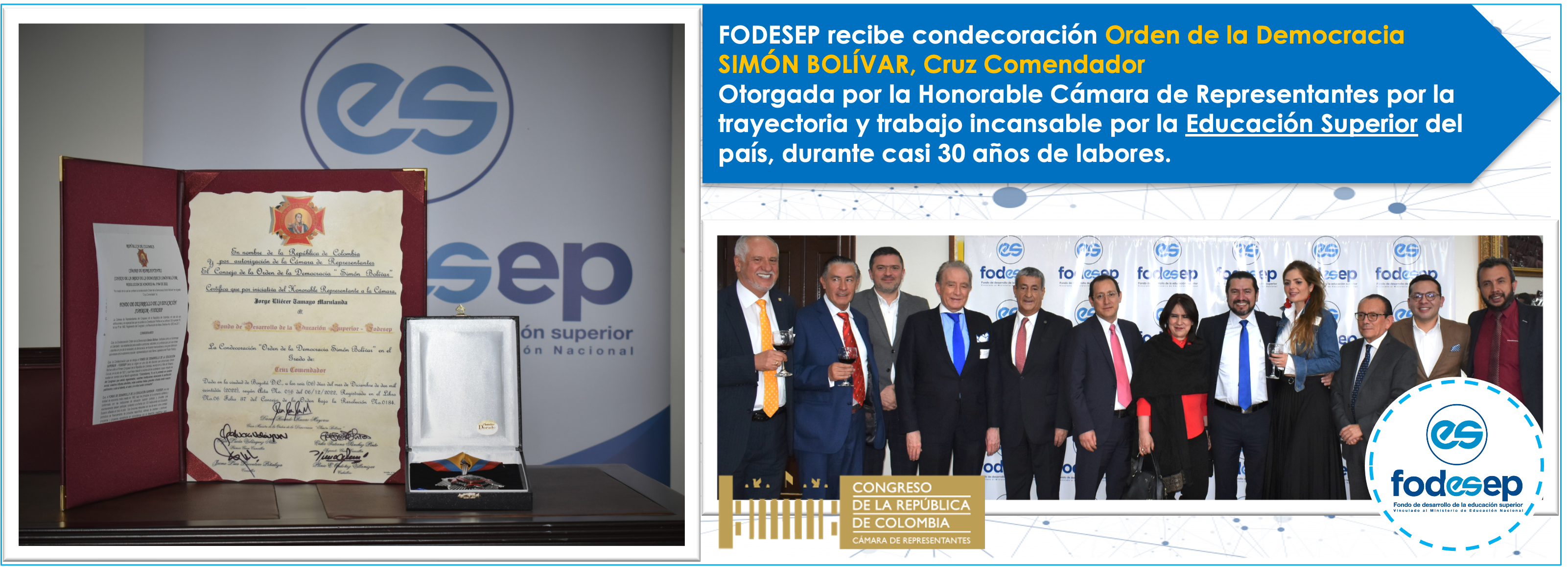 Fodesep Recibe Condecoraci N Orden De La Democracia Sim N Bolivar Cruz Comendador